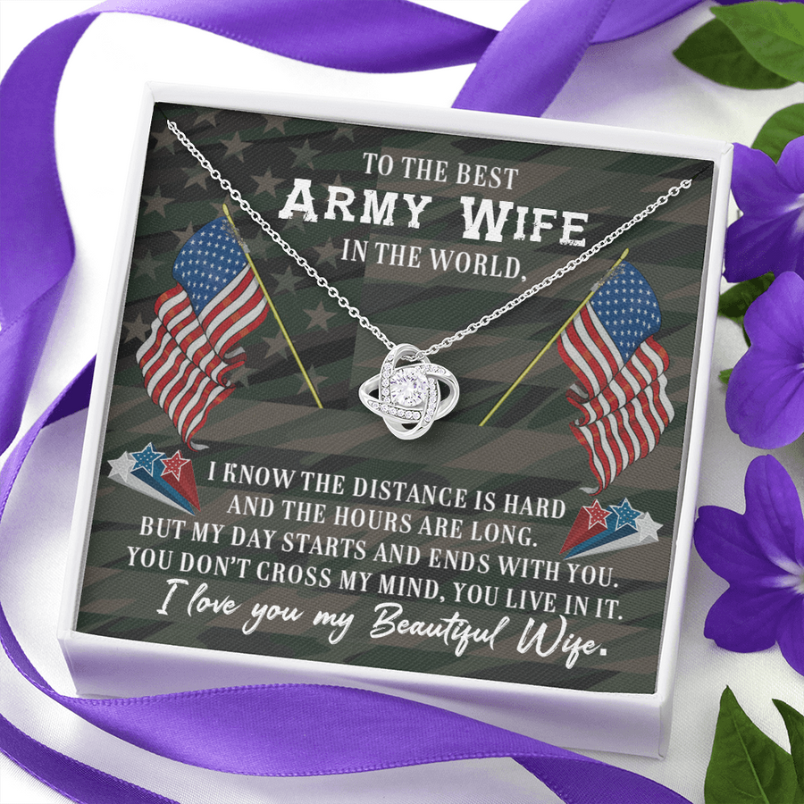 To The Best Army Wife In The World Necklace Anniversary Gift For Wife, Gift For Wife, Necklace For Wife, Birthday Gift For Wife, Gift For Wife Birthday, Love Knot