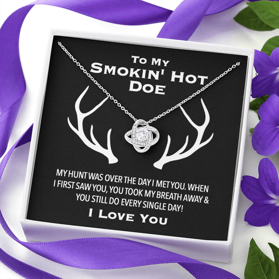To My Smokin' Hot Doe Hunt Is Over Necklace I Love You - to My Smokin' Hot Doe I Love You Forever Necklace, Cowgirl Necklace, Hunting Gift From Husband, Hunter Gifts, Wife Heart Necklace, Valentine