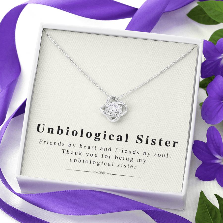 Unbiological Sister - the Perfect Gift for Bffs - Friendship Knot Necklace - Love Knot Necklace to My Unbiological Sister Christmas Gift for Best Friend Gift Jewelry to My Best Friend Present for Bff Birthday Gift