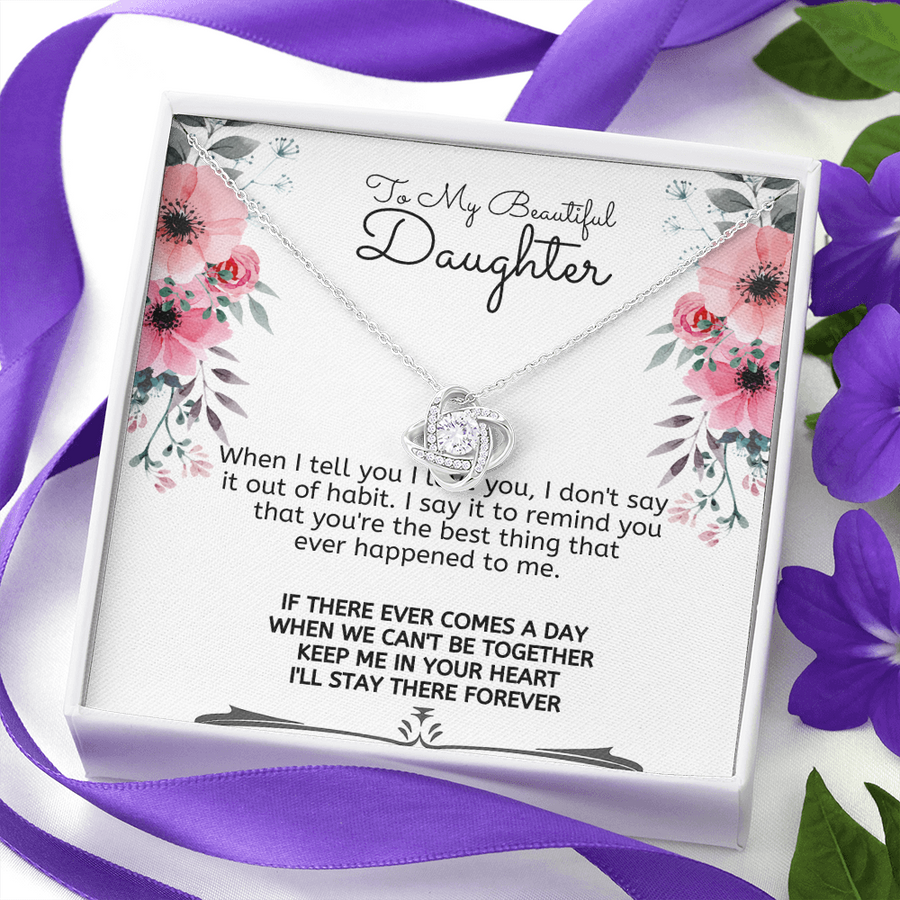 To My Daughter Interlocking Hearts Necklace - Keep Me in Your Heart - Heart Anchor Necklace, Best Christmas Gift Ideas, Birthday Gift for Daughter, to My Daughter Necklace, Present From Mom