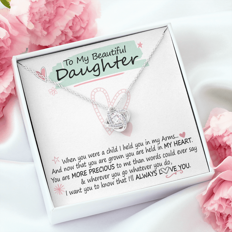 "A Gift For Daughter" Love Knot Necklace - More Precious To Me