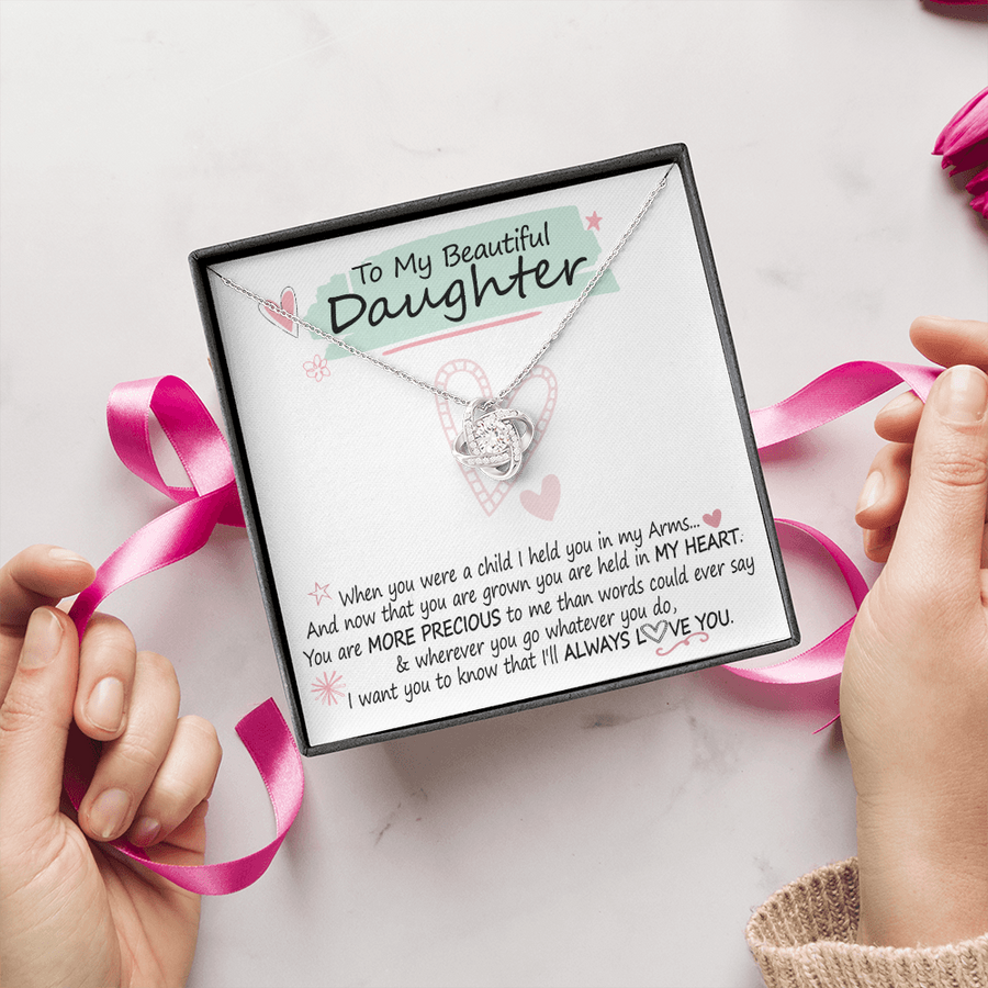 "A Gift For Daughter" Love Knot Necklace - More Precious To Me
