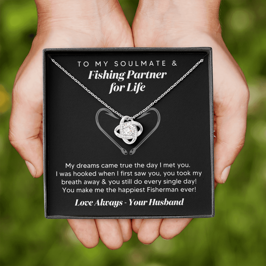 Gift for Wife, To My Soulmate & Fishing Partner for Life - Love Knot Necklace perfect Gift for Birthday, Anniversary, Valentine's & Special Occasions