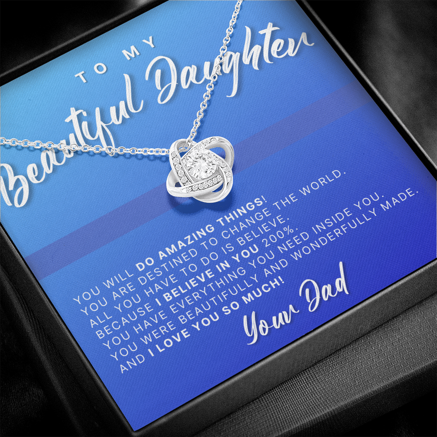 To My Daughter - Love Knot Necklace for Graduation, Birthday, Christmas Gift to Daughter