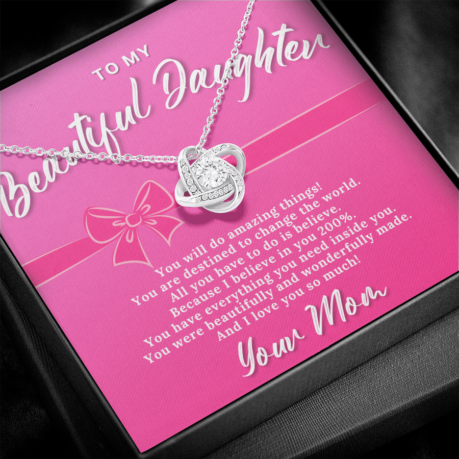 To My Beautiful Daughter - Love Knot Necklace Birthday Gift for Daughter, Birthday Gift for Daughter, Gift for Daughter, Necklace for Daughter