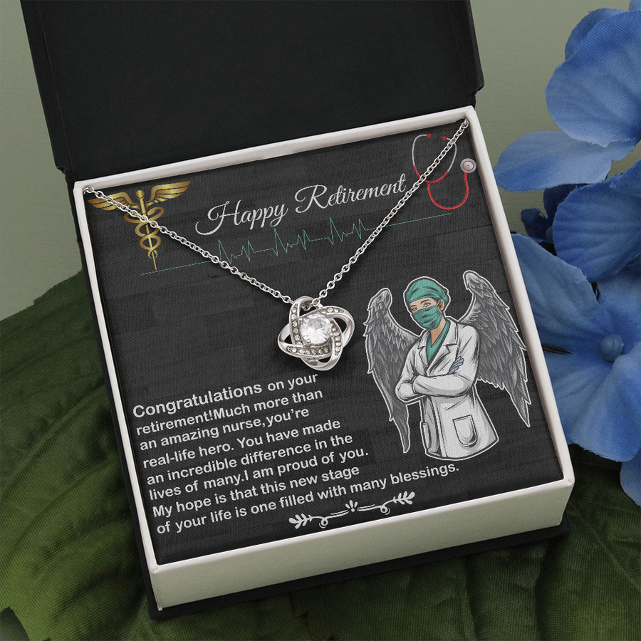 Present for Retired Nurse- Love Knot Necklace for Retired Nurse