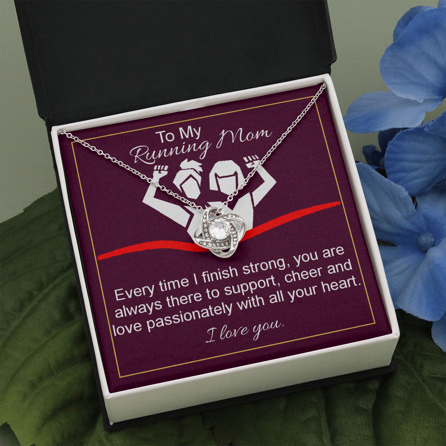 Love Knot Necklace With Support Cheer and Love Message Card (gift for mother)