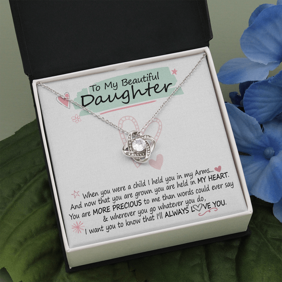 "A Gift For Daughter" Love Knot Necklace - More Precious To Me