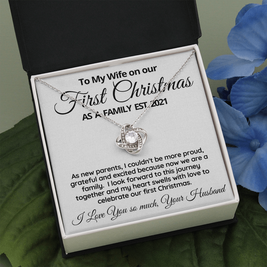 To My Wife, First Christmas as a Family Necklace Gift from Husband