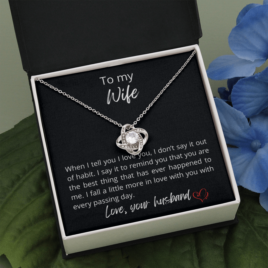 To my wife - Love knot silver necklace, Gift to my wife