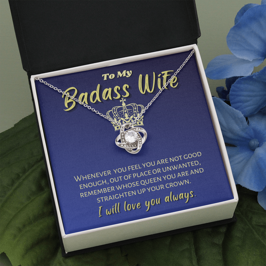 To My Badass Wife Queen Necklace Gift from Husband