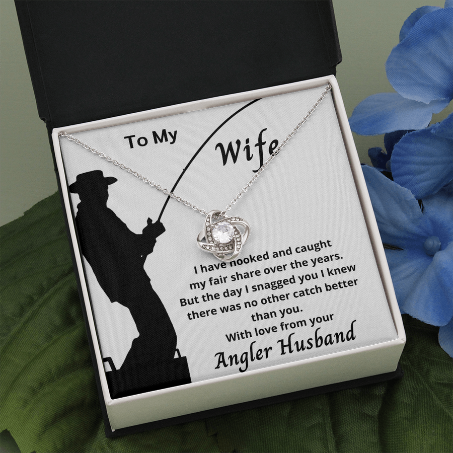 To My Wife From Your Angler Husband Love Knot Gift Set Necklace