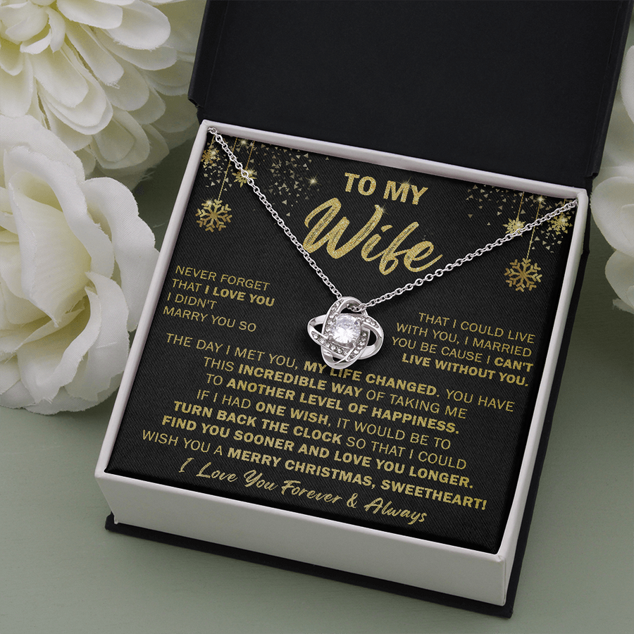 Gift For Wife Christmas - Live With You - Love Knot Necklace