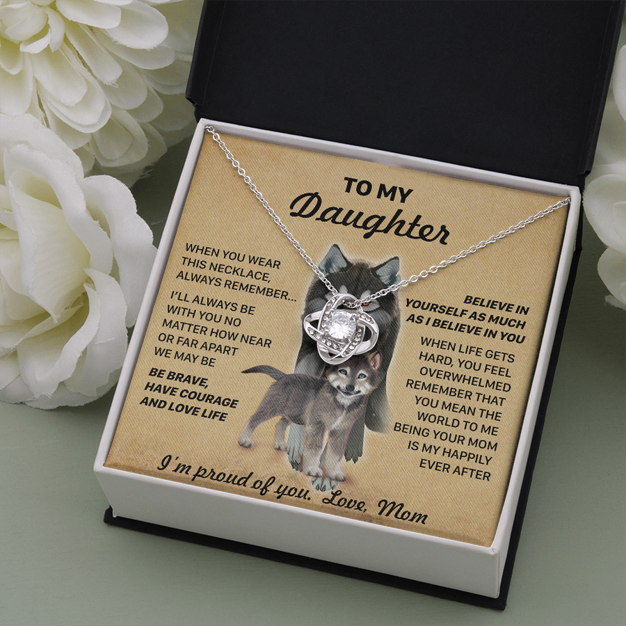 Gift For Daughter - Have Courage - Love Knot Necklace