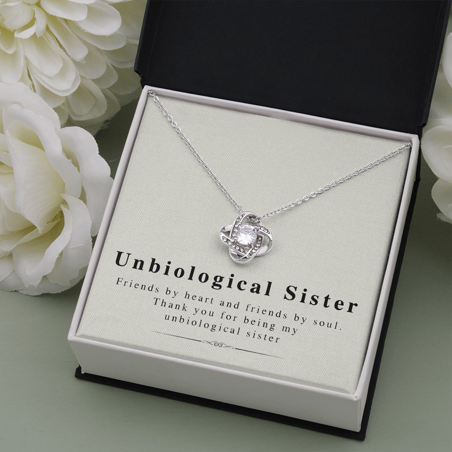 Unbiological Sister - the Perfect Gift for Bffs - Friendship Knot Necklace - Love Knot Necklace to My Unbiological Sister Christmas Gift for Best Friend Gift Jewelry to My Best Friend Present for Bff Birthday Gift