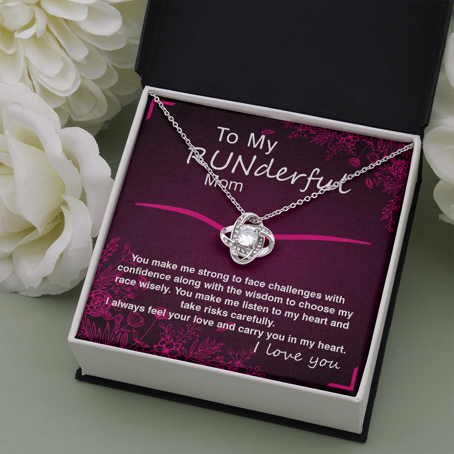 Love Knot Necklace With Make Me Strong To Face Challenges Message Card (gift for mother)