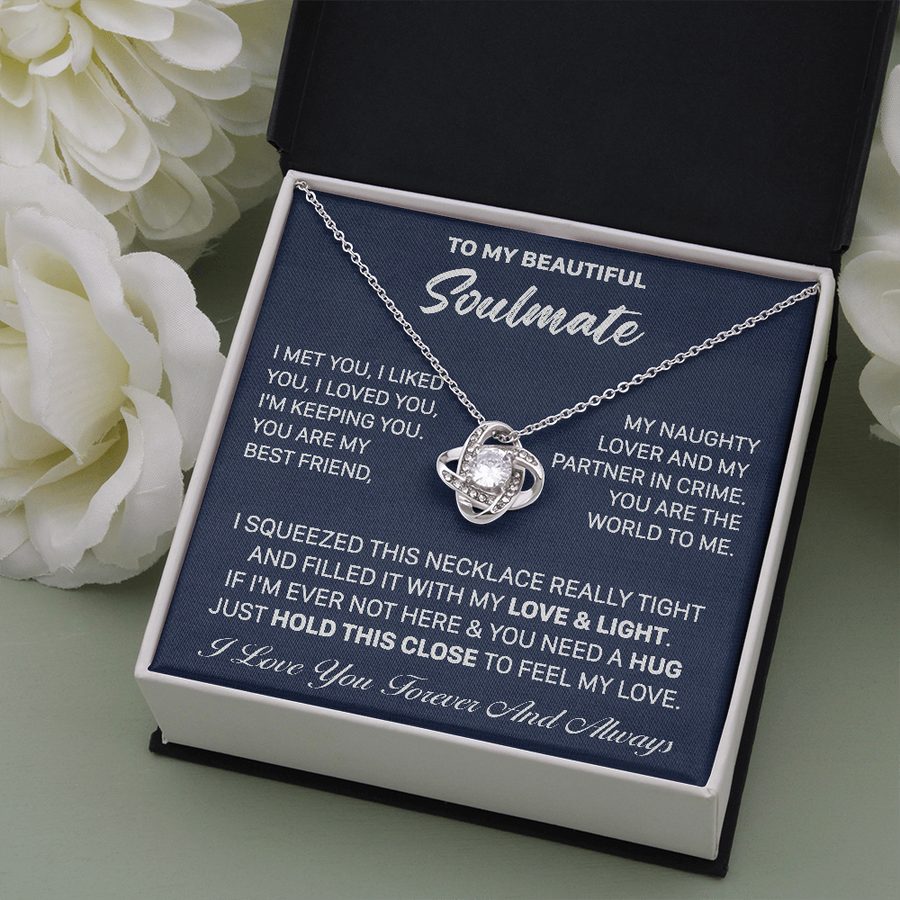 Gift For Soulmate Met Liked Loved Keeping Squeezed Love Knot Necklace
