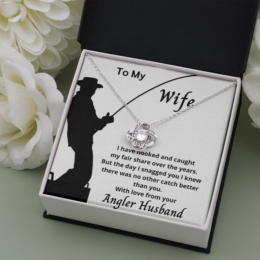 To My Wife From Your Angler Husband Love Knot Gift Set Necklace