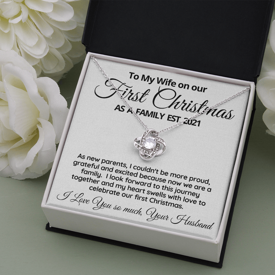 To My Wife, First Christmas as a Family Necklace Gift from Husband