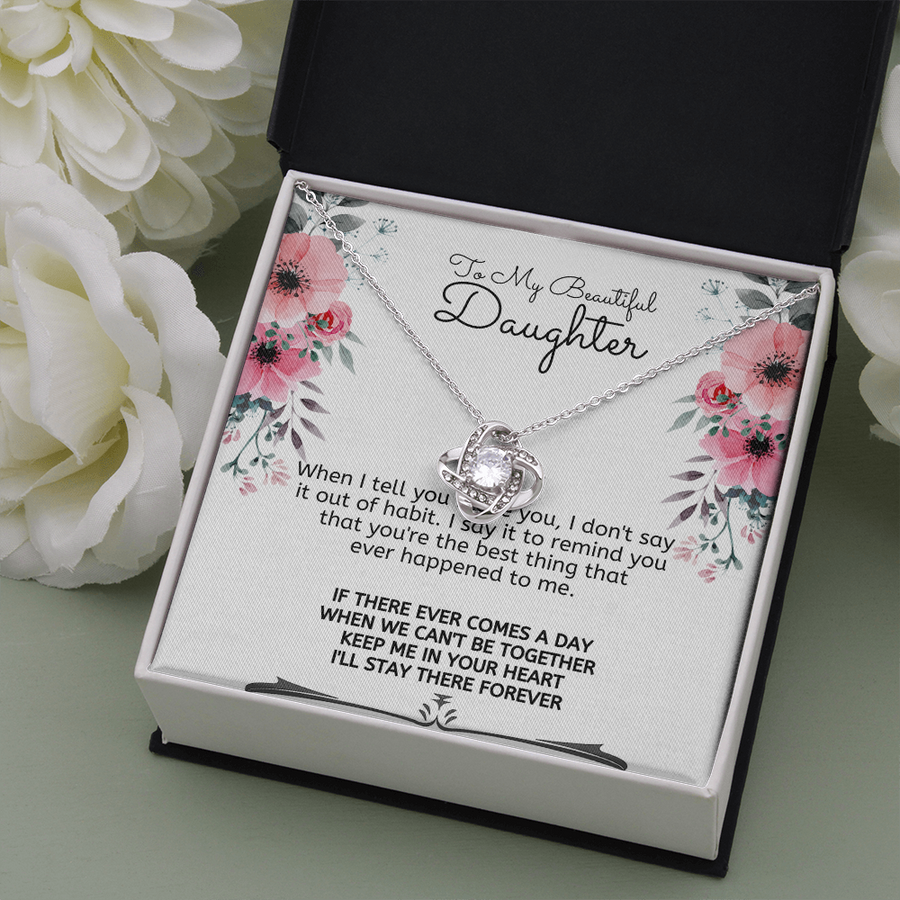 To My Daughter Interlocking Hearts Necklace - Keep Me in Your Heart - Heart Anchor Necklace, Best Christmas Gift Ideas, Birthday Gift for Daughter, to My Daughter Necklace, Present From Mom