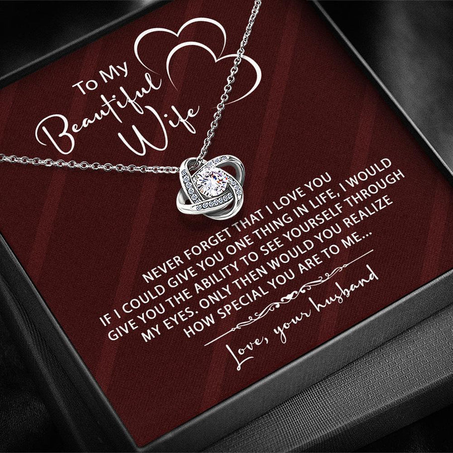 Meaningful Gift for Wife - Love Knot Necklace with Message