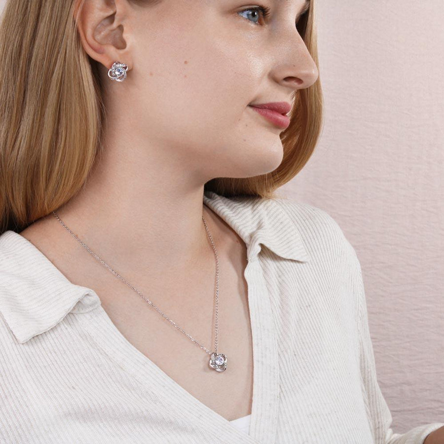 To My Gorgeous Wife White Gold Polished Love Knot Necklace