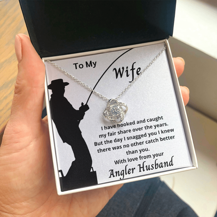 To My Wife From Your Angler Husband Love Knot Gift Set Necklace