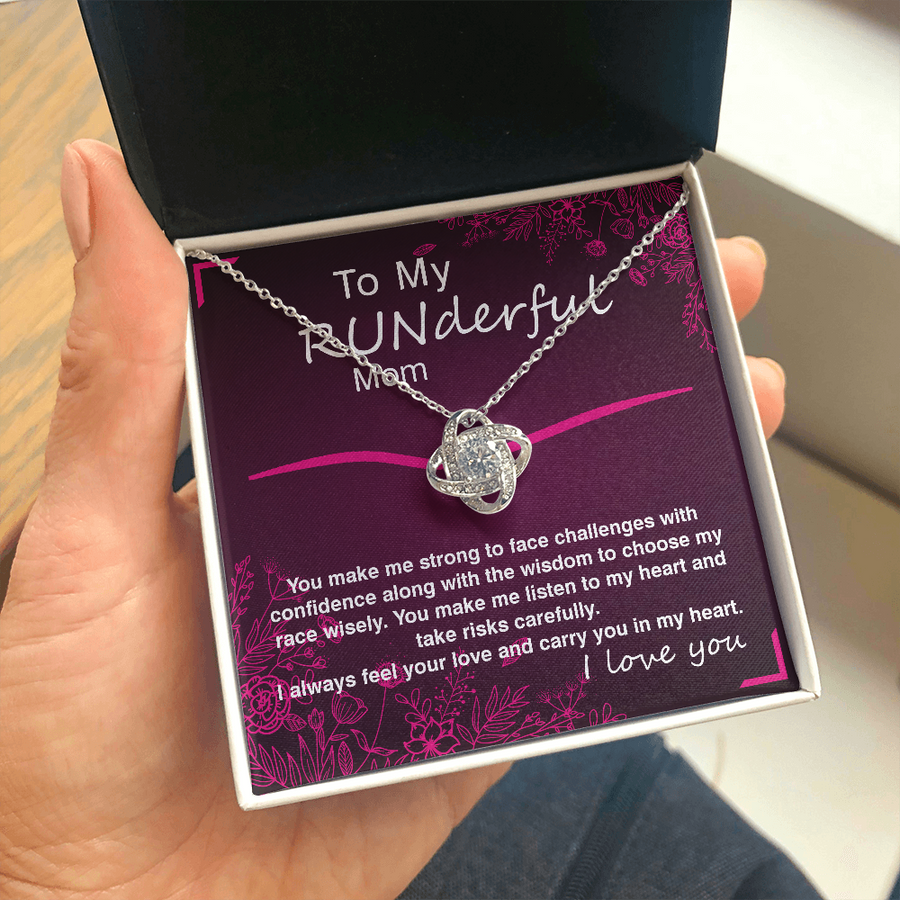 Love Knot Necklace With Make Me Strong To Face Challenges Message Card (gift for mother)