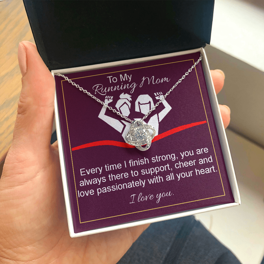 Love Knot Necklace With Support Cheer and Love Message Card (gift for mother)