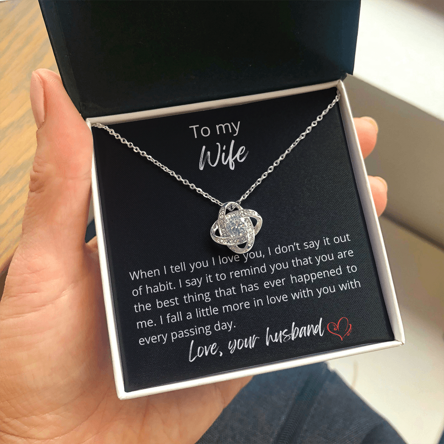 To my wife - Love knot silver necklace, Gift to my wife
