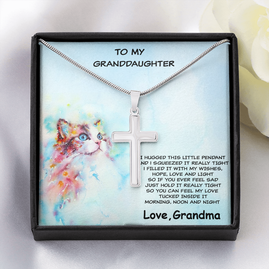Gift for Granddaughter Personalized Cross Pendant Necklace