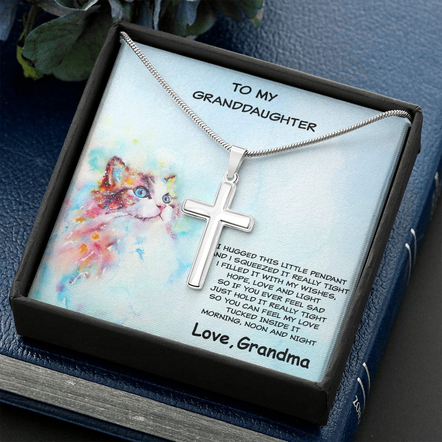 Gift for Granddaughter Personalized Cross Pendant Necklace