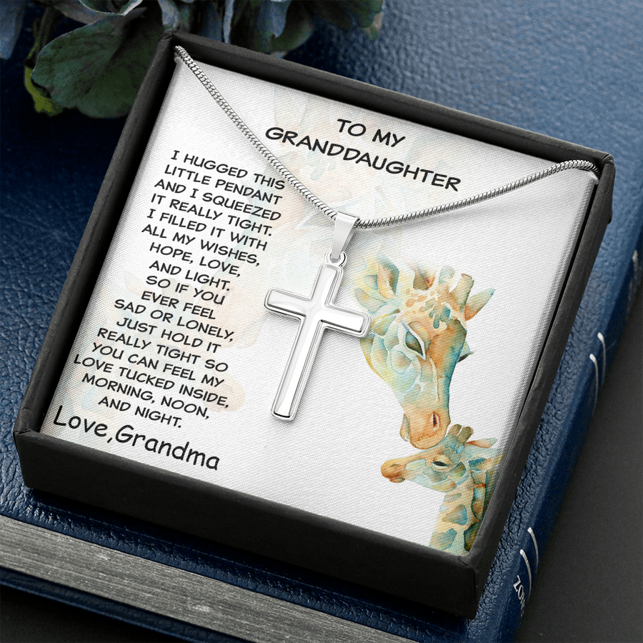 Granddaughter Engraved Cross Pendant Necklace