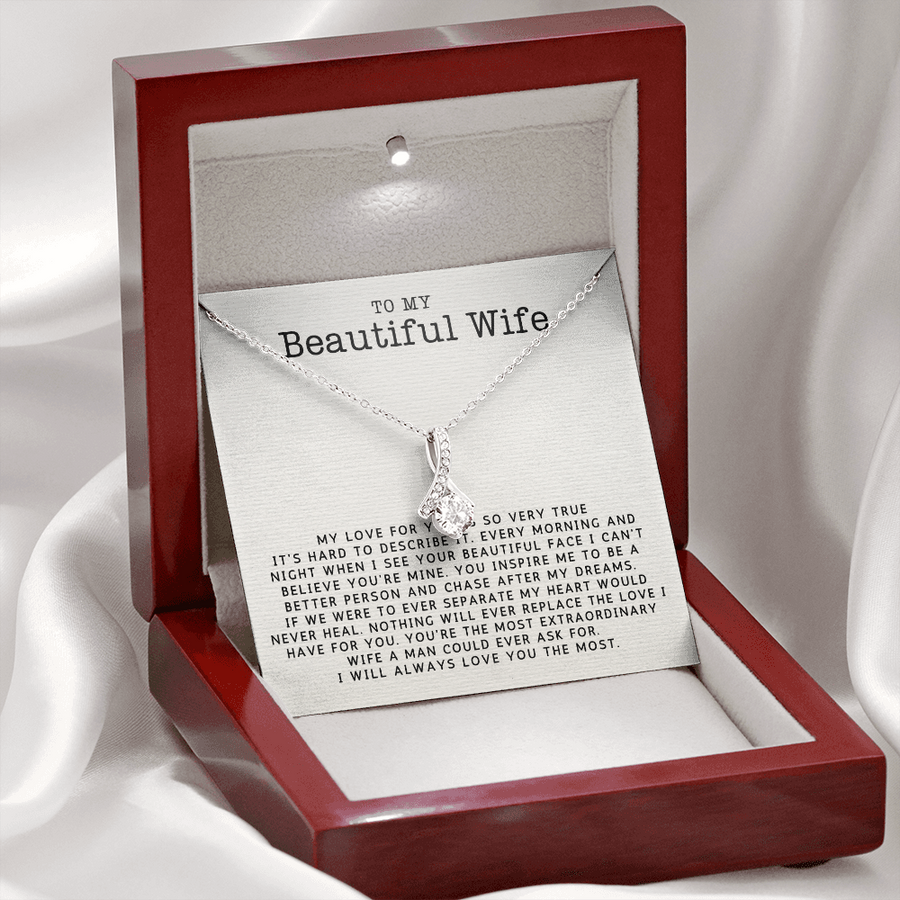 To My Beautiful Wife Necklace, Gift For Wife From Husband, Anniversary Gift