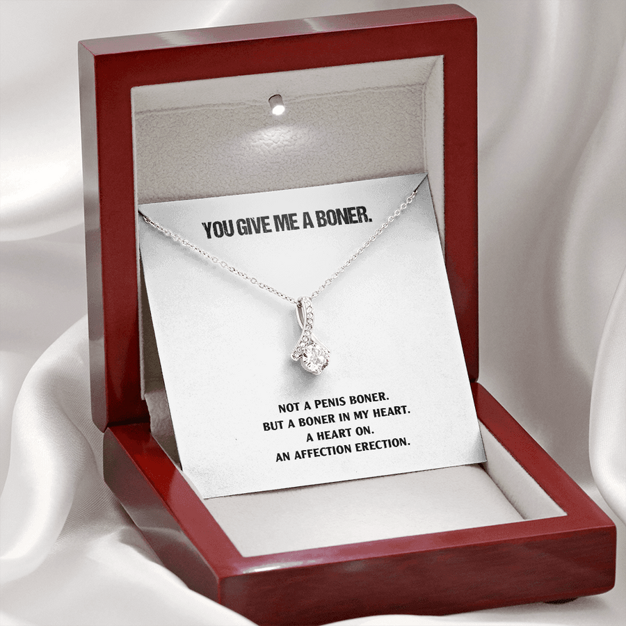 You give me a boner, not a penis boner, a heart boner, A heart on. An affection erection - unique funny gag gifts for friends who love memes, funny birthday gifts, necklace funny gifts for best friend, funny Christmas gifts, gag gift necklace for wife