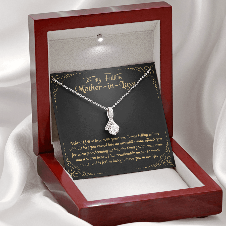 To My Future Mother-in-law Gifts - Mother in Law Gift, Personalized Sterling Silver Pearl Necklace Jewelry Gift to My Mother-in-law on Wedding Day| Birthday Gifts