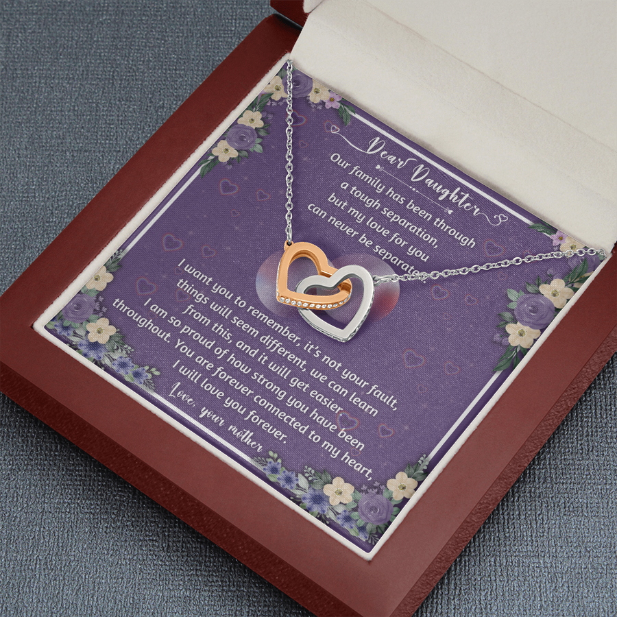 Forever Connected Hearts Necklace To My Daughter - A Never Separated Love - From Mother