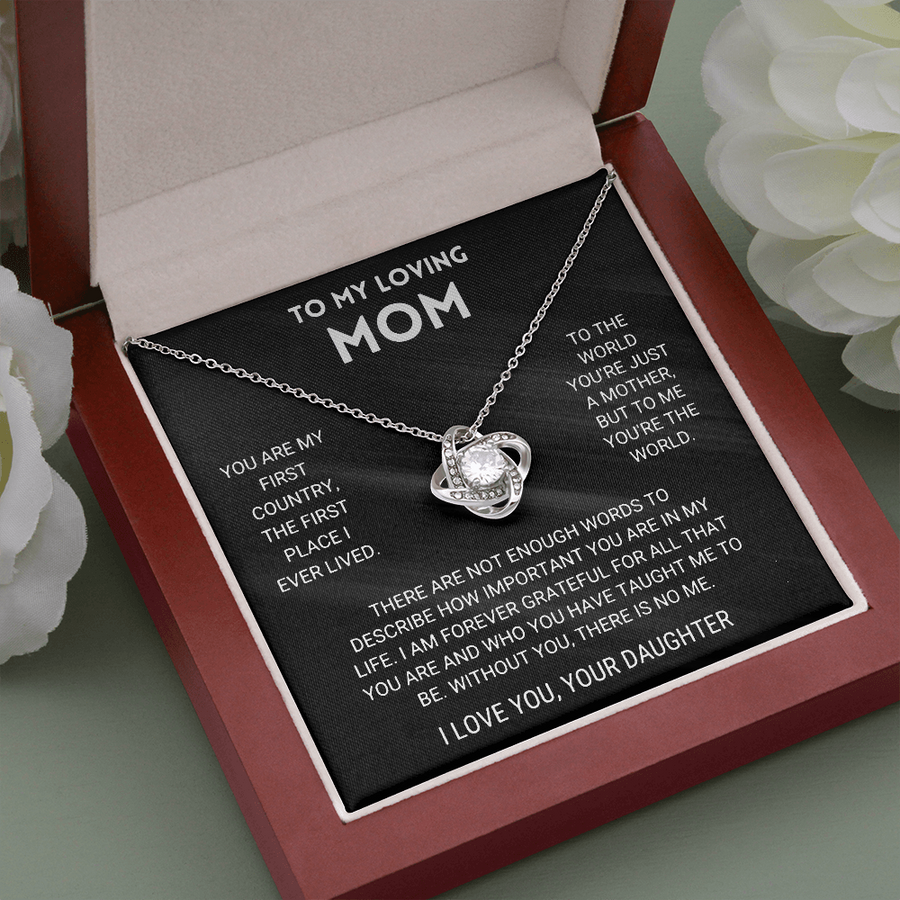 To My Loving Mom, You're The World - Love Knot Necklace