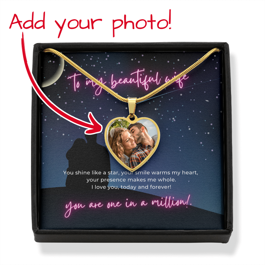 Today and Forever Custom Photo Heart Pendant Necklace for Beautiful Wife