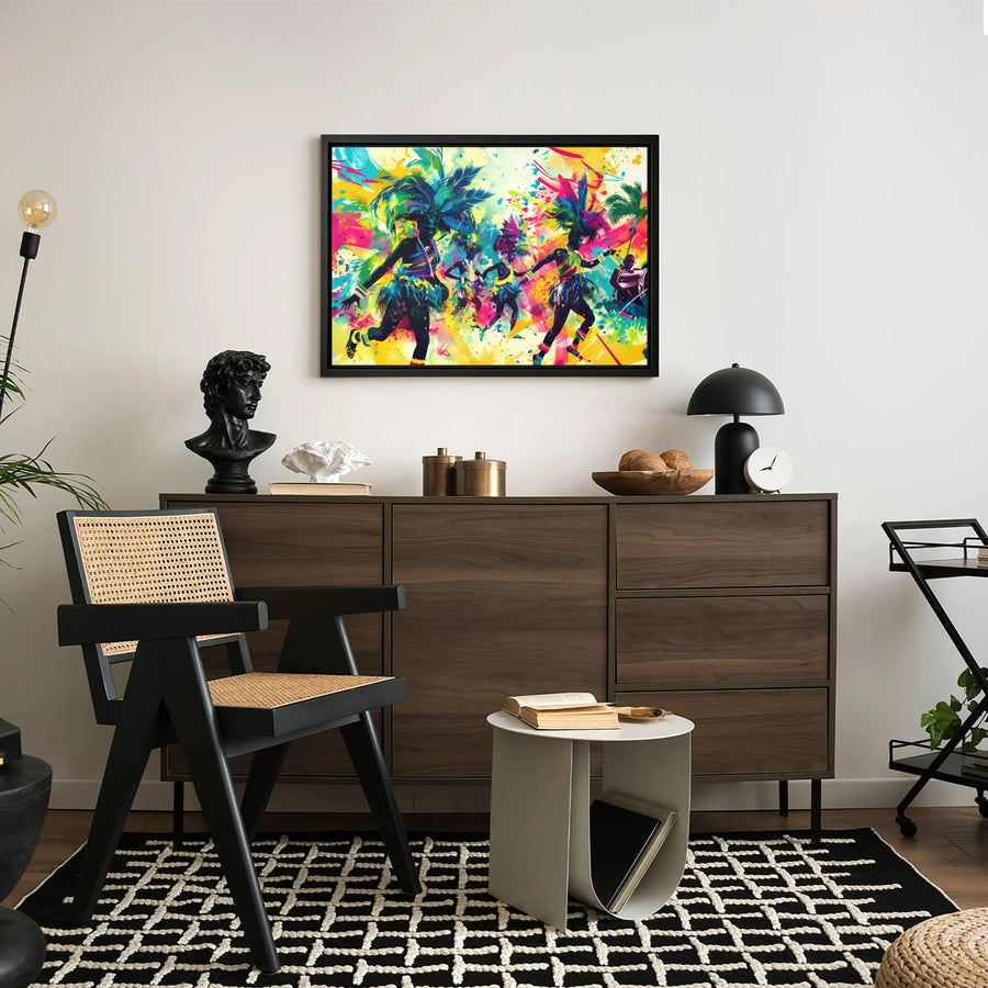 Caribbean Carnival Dancers Canvas Wall Art | Vibrant Abstract Festival Painting | Gallery-Quality 1.25-Inch Profile | Tropical Home Decor Gift