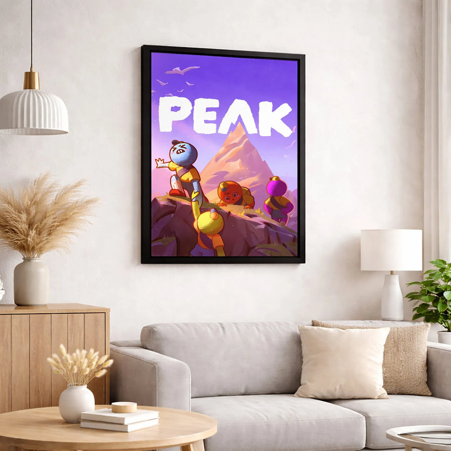Peak Mountain Climbing Poster | Whimsical Cartoon Adventure Wall Art | Premium 1.25-inch Canvas Print | Inspiring Motivational Decor For Kids Room