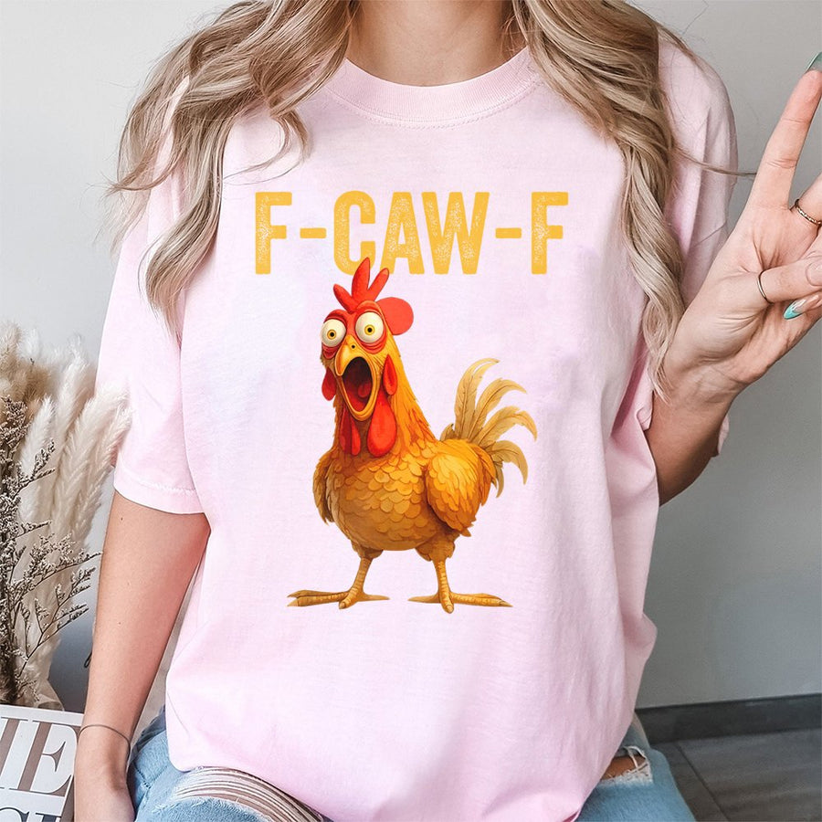 F-Caw-F Chicken T-Shirt | Funny Screaming Rooster Graphic | Premium Soft Cotton Tee | Sarcastic Poultry Lover Gift For Men And Women