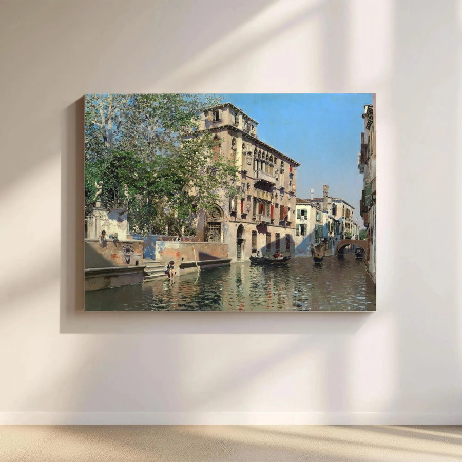 Venice Canal Painting Canvas | Martin Rico y Ortega Print | Premium Stretched Canvas | Collector's European Home Decor Gift