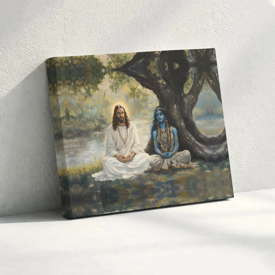 Jesus and Shiva Meditation Canvas Print | Spiritual Interfaith Wall Art | Premium Gallery-Wrapped Decor | Zen Home Office Gift