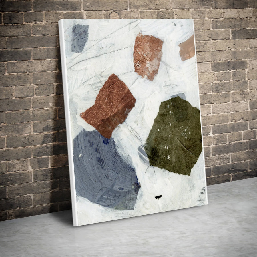 Abstract Collage Vertical Canvas | Minimalist Earth Tone Wall Art | Premium Gallery Wrapped Print | Contemporary Living Room Office Decor Gift