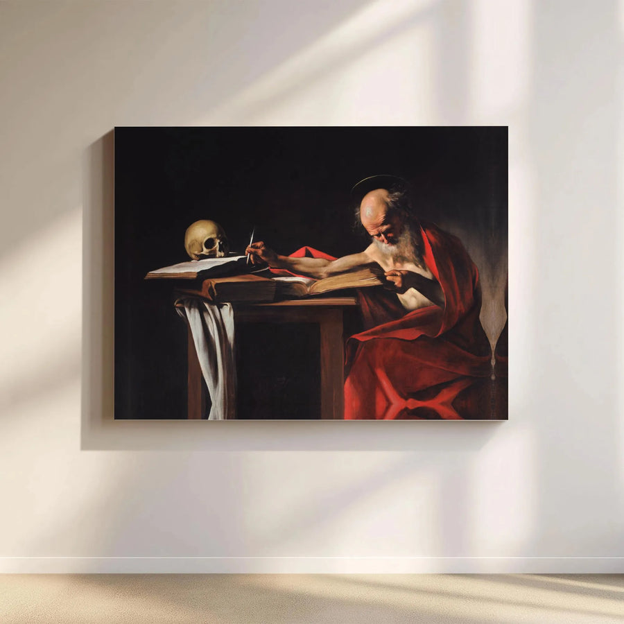 Caravaggio Saint Jerome Writing Canvas | Baroque Masterpiece Wall Art | Premium Fine Art Print | Classic Home Decor Gift for Art Lovers
