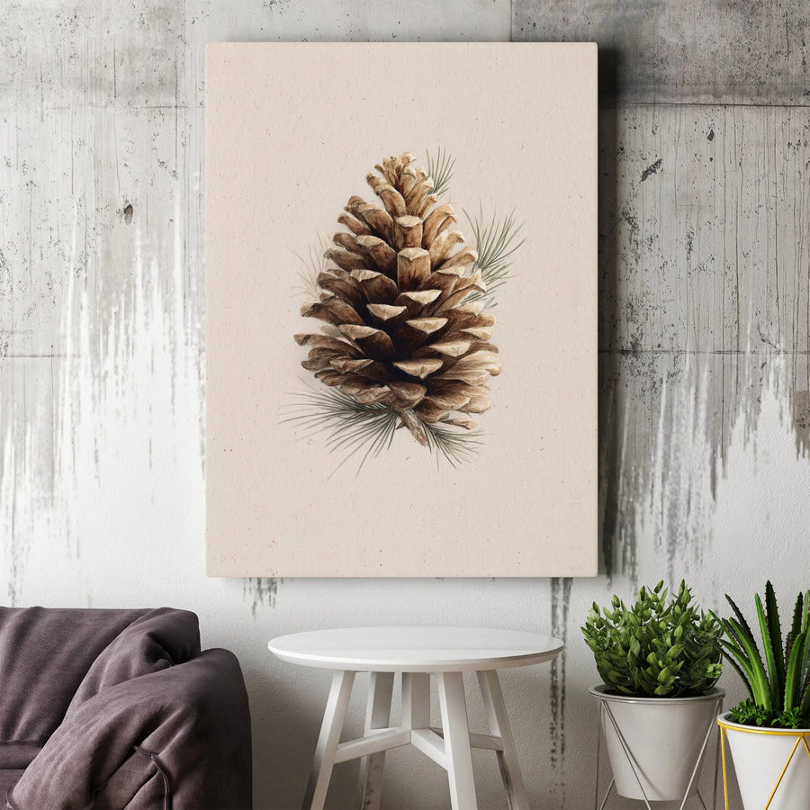 Pinecone Canvas Print | Botanical Forest Wall Art | Premium Fade-Resistant Gallery Wrap | Rustic Woodland Home Decor Gift