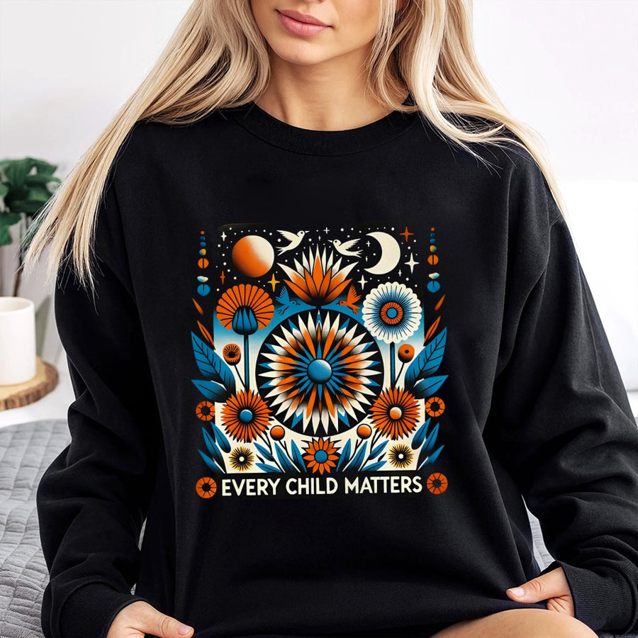 Every Child Matters Sweatshirt | Floral Indigenous Awareness Design | Soft Cotton Blend Unisex Pullover | Orange Shirt Day Commemorative Gift