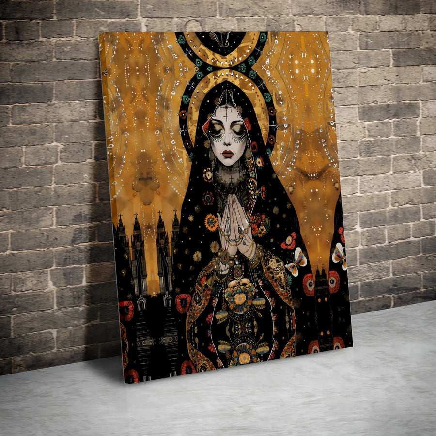 Sacred Prayer Canvas Art | Ornate Gothic Illustration | Premium Gallery Wrapped Canvas | Collector's Spiritual Home Decor