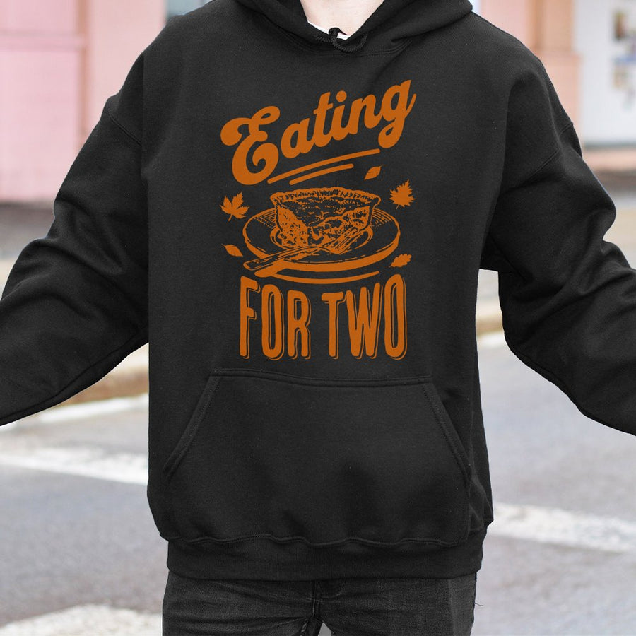 Eating For Two Hoodie | Thanksgiving Pregnancy Announcement | Premium Cotton-Blend Pullover | Cute Fall Baby Reveal Gift For Mom-To-Be